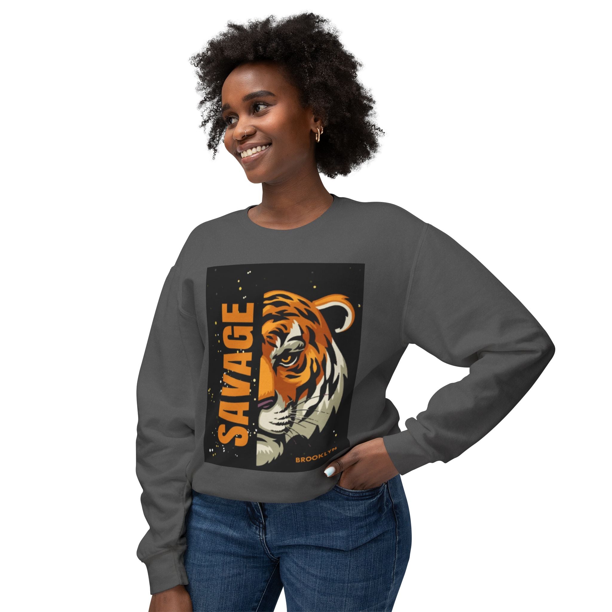 Savage Tiger Crewneck Sweatshirt — Bold Graphic Tiger Print