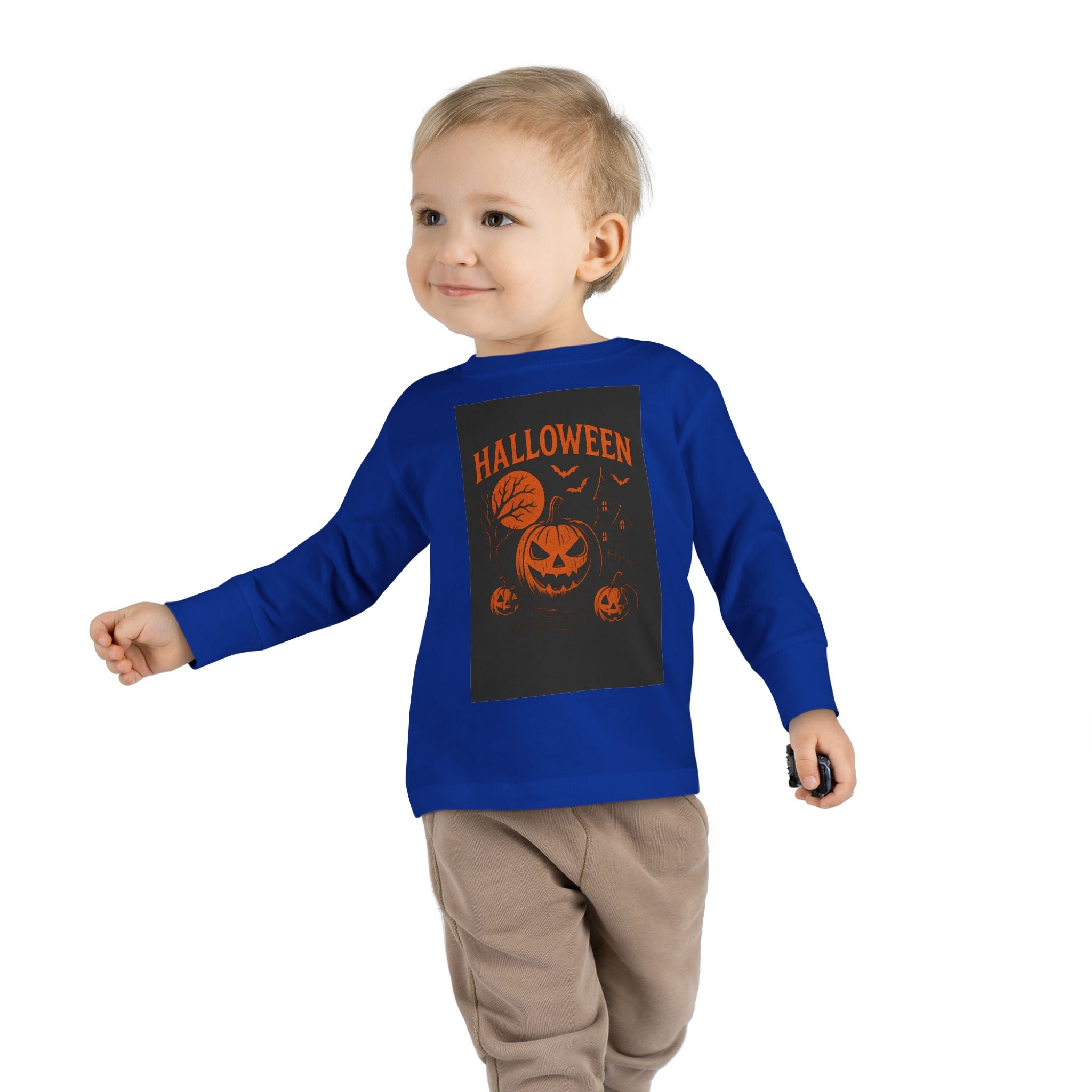 Halloween Toddler Long Sleeve Tee - Cute Pumpkin Design for Kids