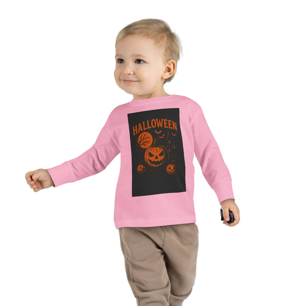 Halloween Toddler Long Sleeve Tee - Cute Pumpkin Design for Kids