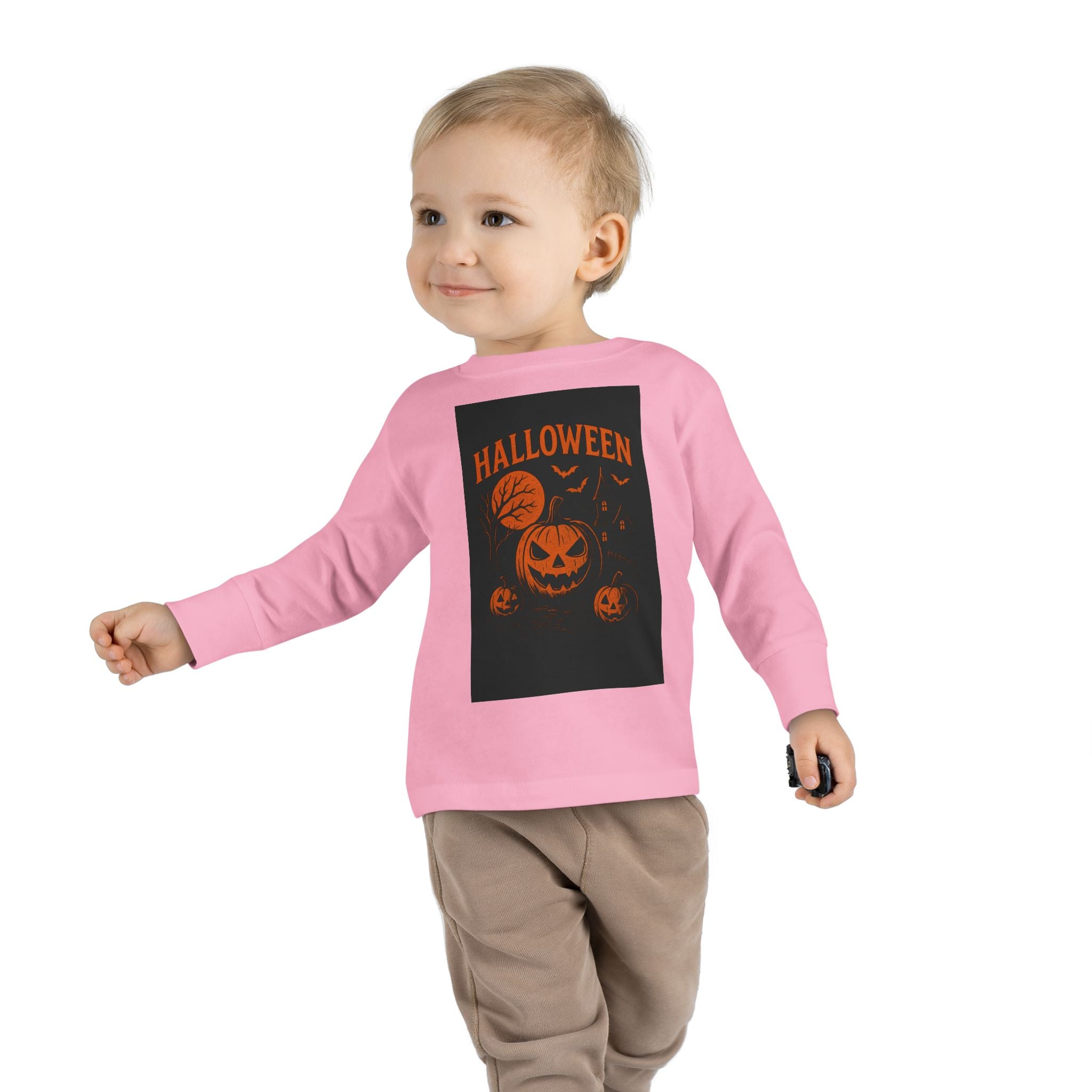 Halloween Toddler Long Sleeve Tee - Cute Pumpkin Design for Kids
