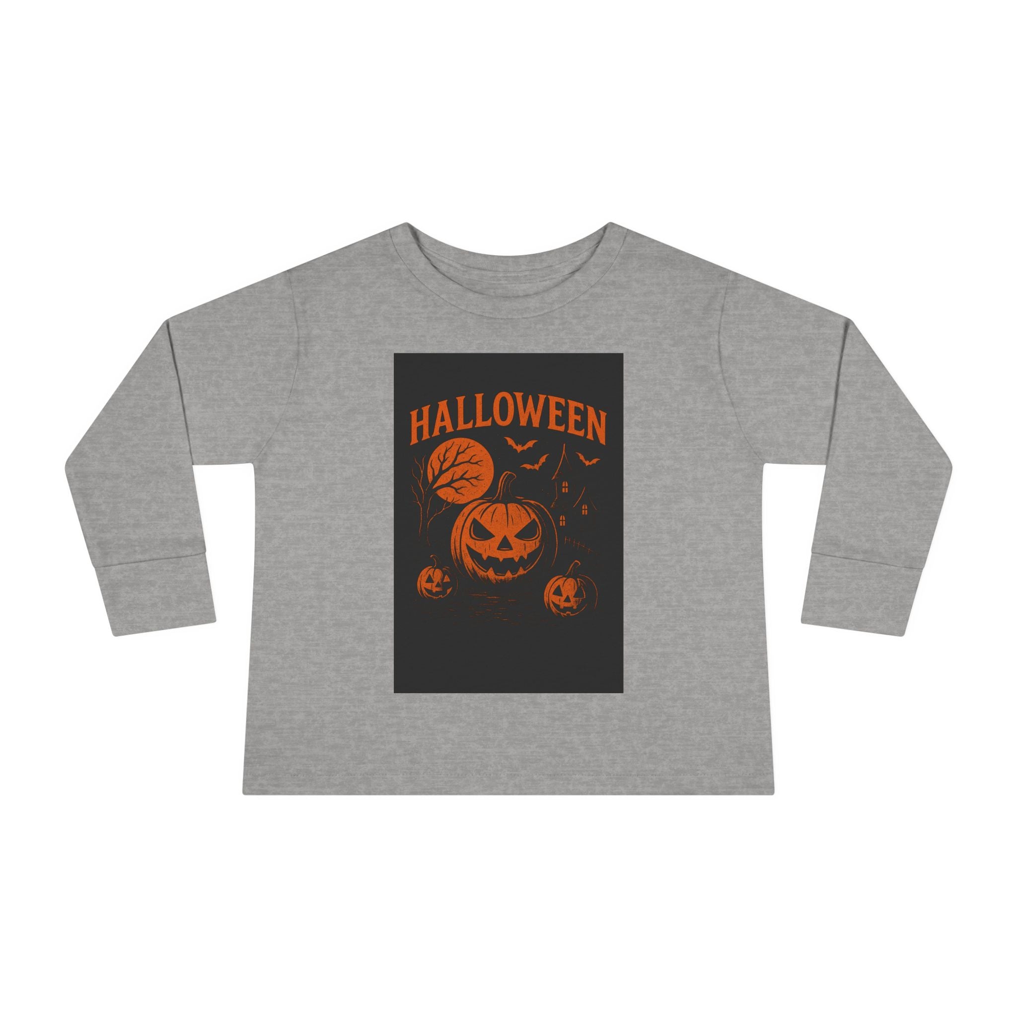 Halloween Toddler Long Sleeve Tee - Cute Pumpkin Design for Kids