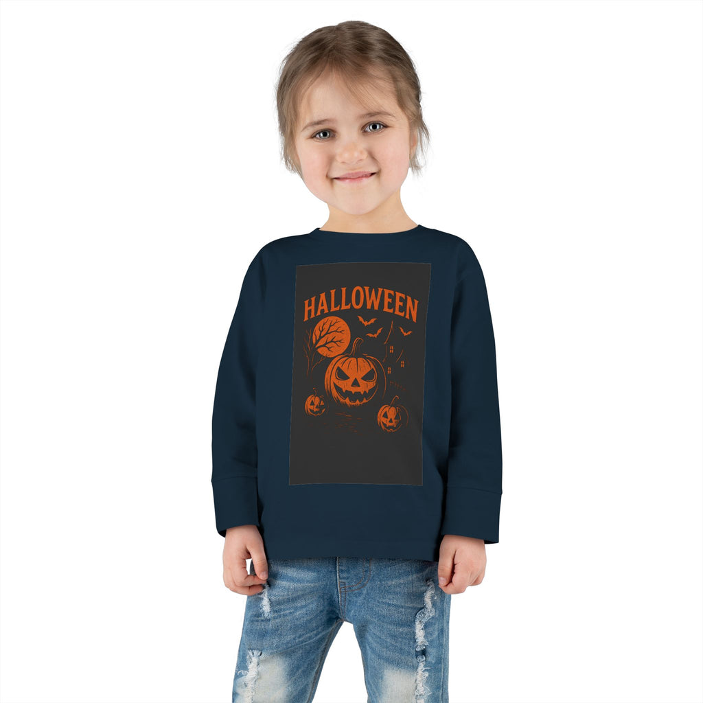 Halloween Toddler Long Sleeve Tee - Cute Pumpkin Design for Kids