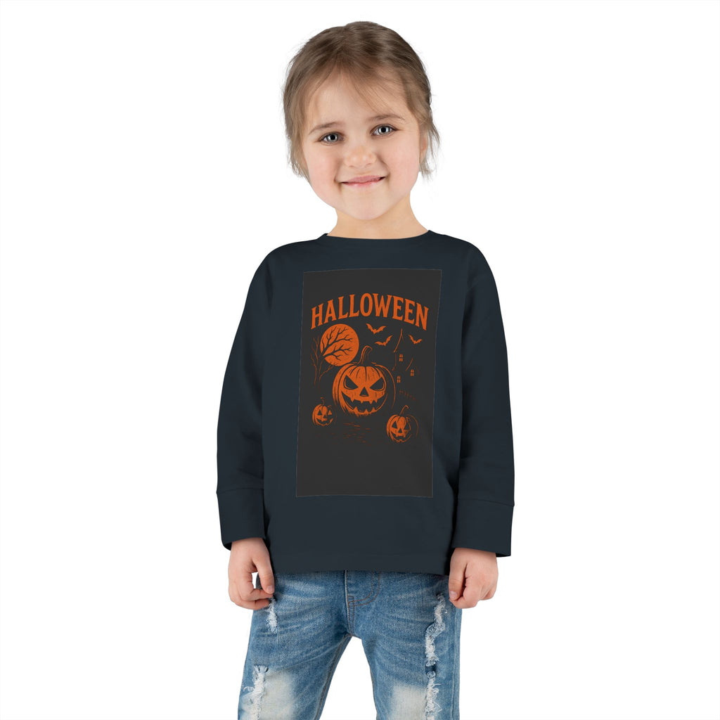 Halloween Toddler Long Sleeve Tee - Cute Pumpkin Design for Kids