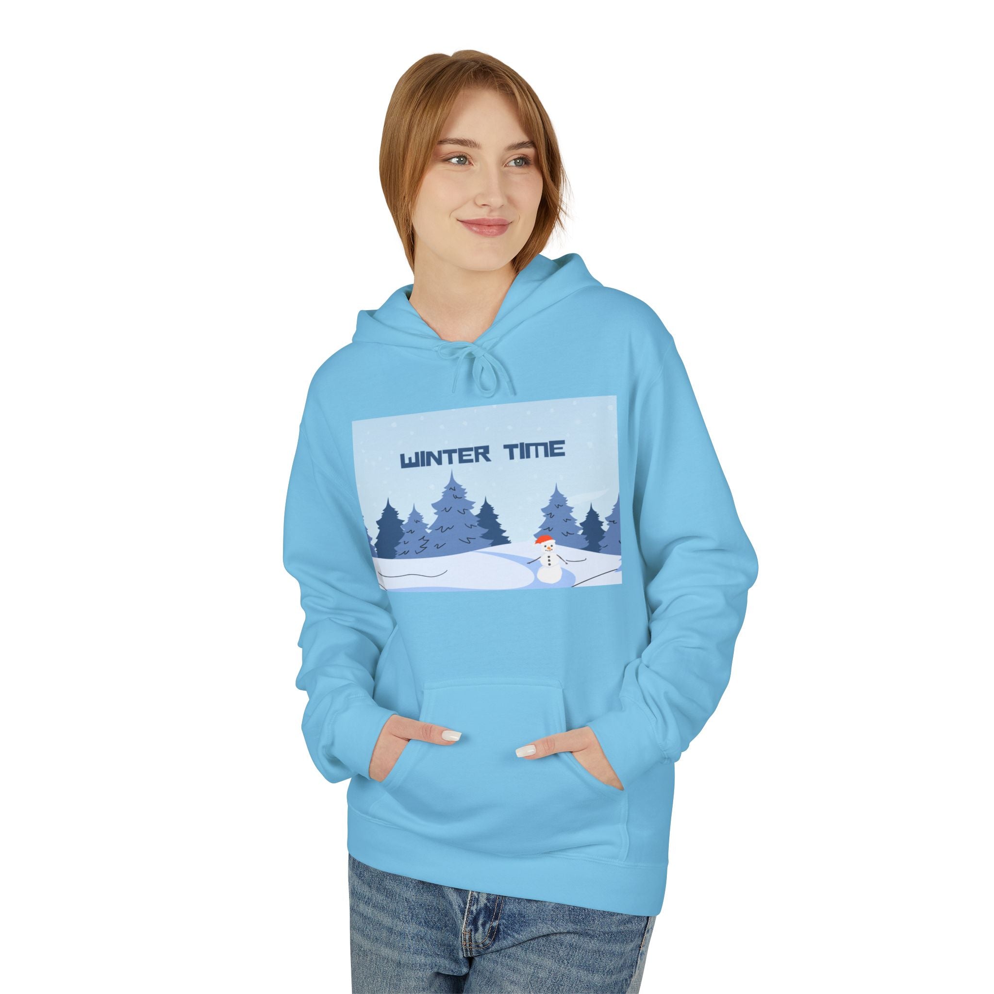 Winter Time Hoodie — Snowy Forest & Snowman Pullover