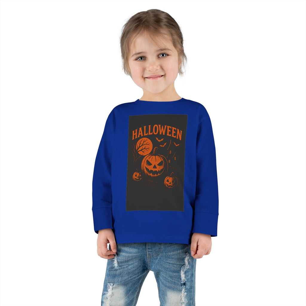 Halloween Toddler Long Sleeve Tee - Cute Pumpkin Design for Kids
