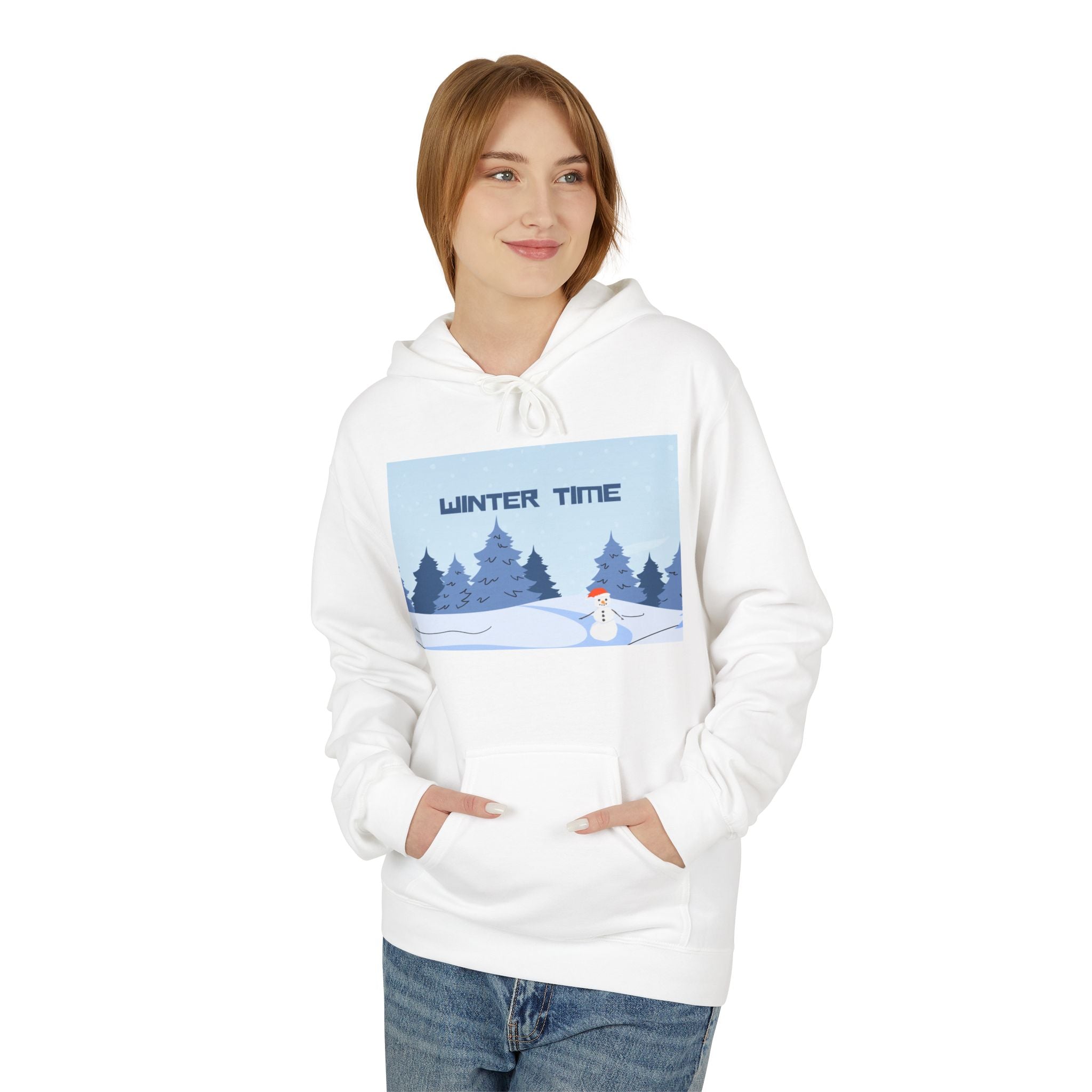 Winter Time Hoodie — Snowy Forest & Snowman Pullover