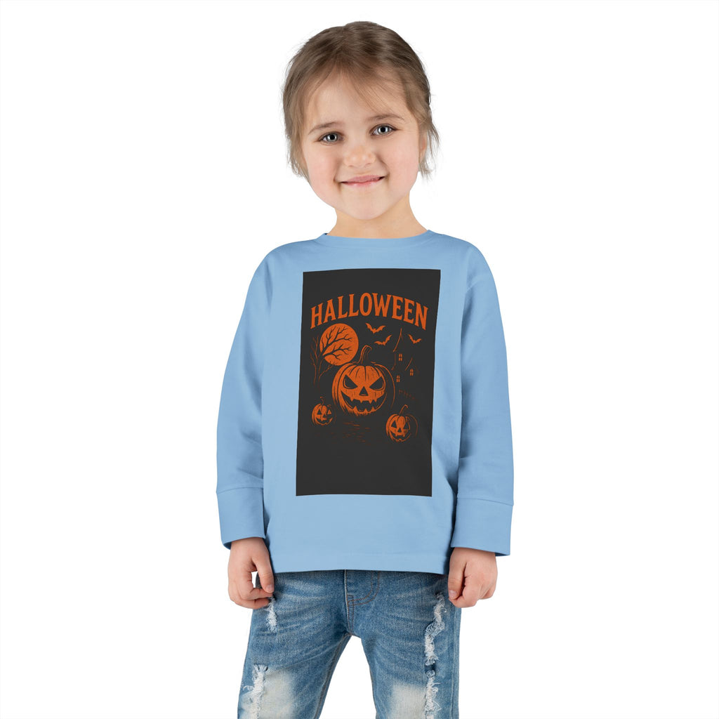 Halloween Toddler Long Sleeve Tee - Cute Pumpkin Design for Kids