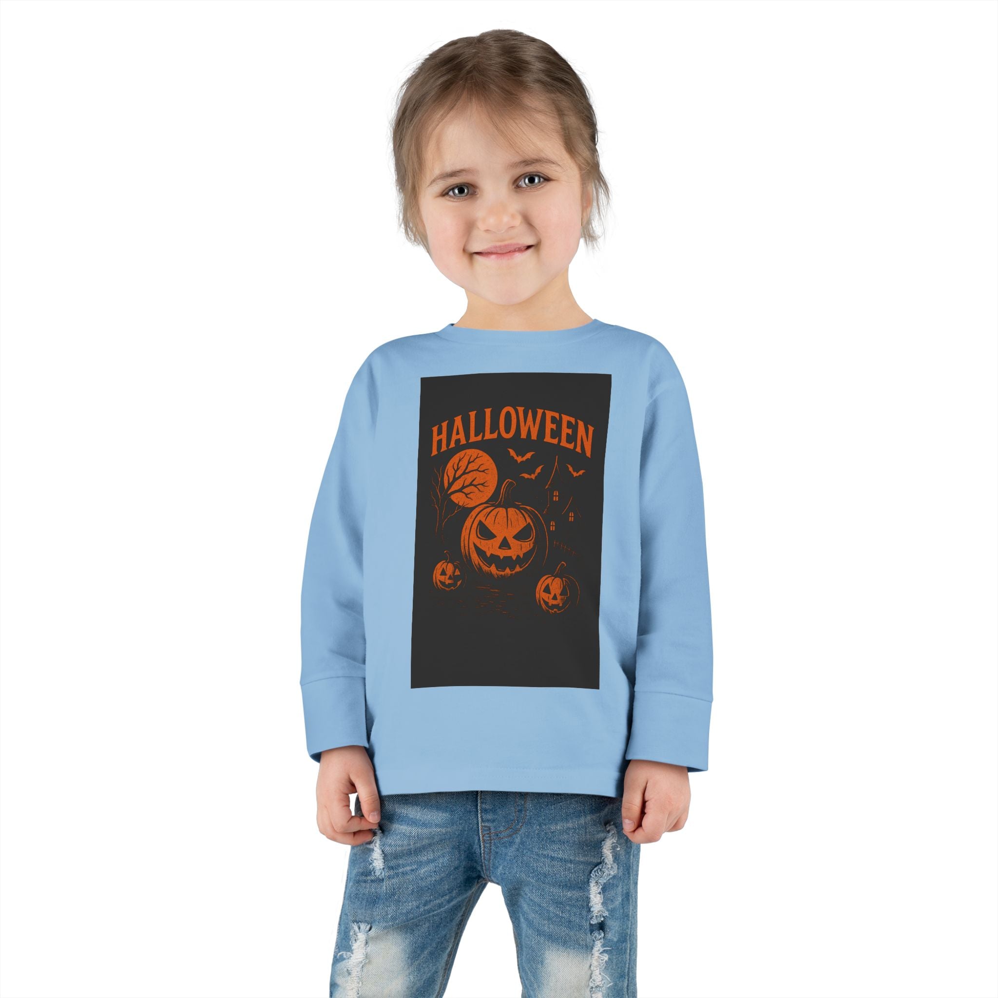 Halloween Toddler Long Sleeve Tee - Cute Pumpkin Design for Kids