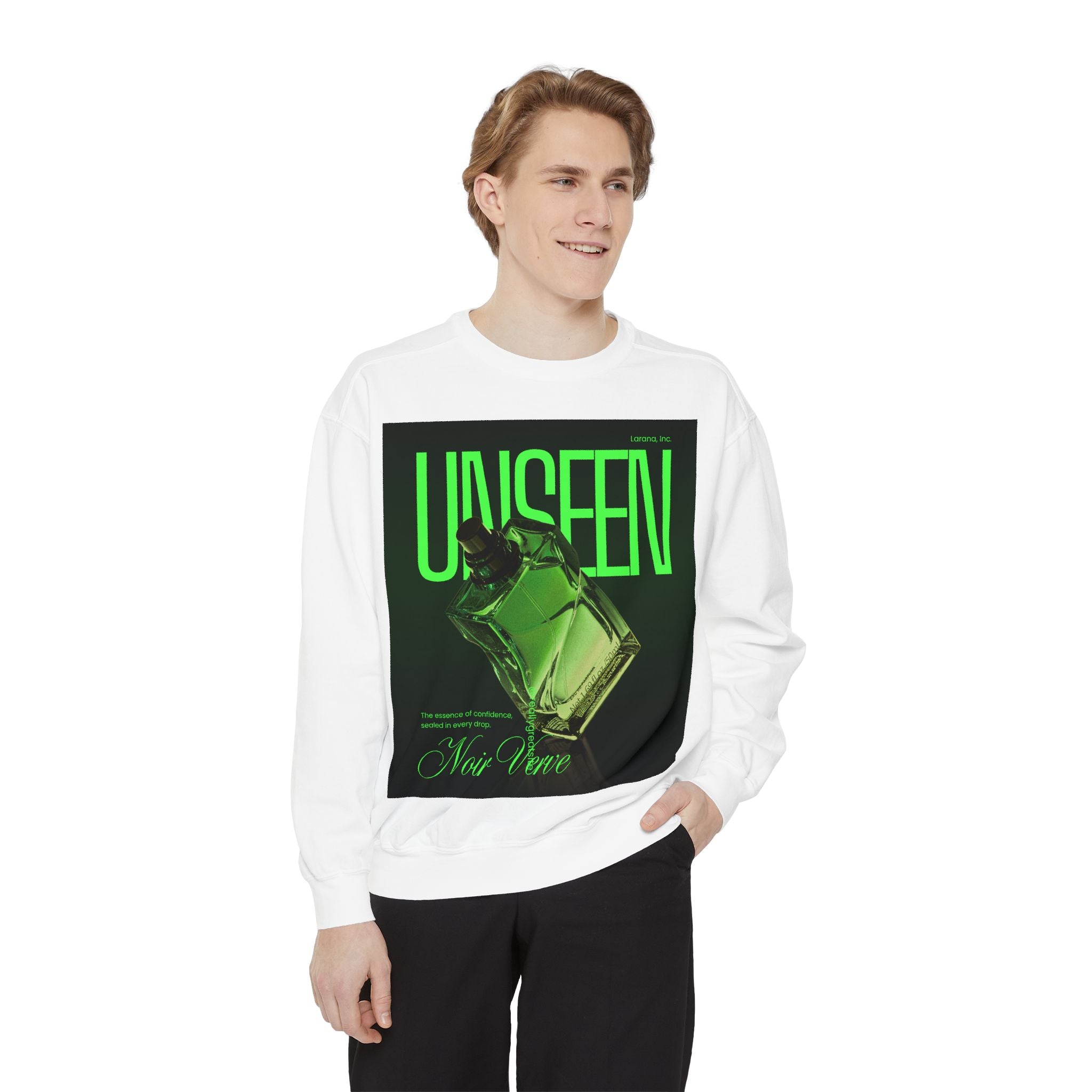 Unseen Green Perfume Sweatshirt — Vintage Moth Art Crewneck