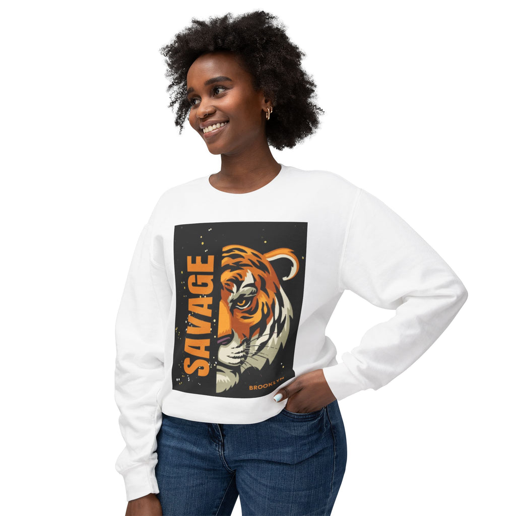 Savage Tiger Crewneck Sweatshirt — Bold Graphic Tiger Print