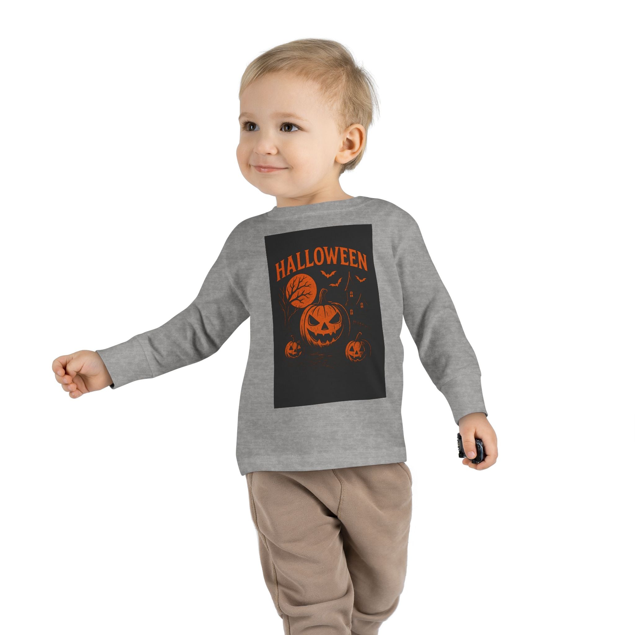 Halloween Toddler Long Sleeve Tee - Cute Pumpkin Design for Kids