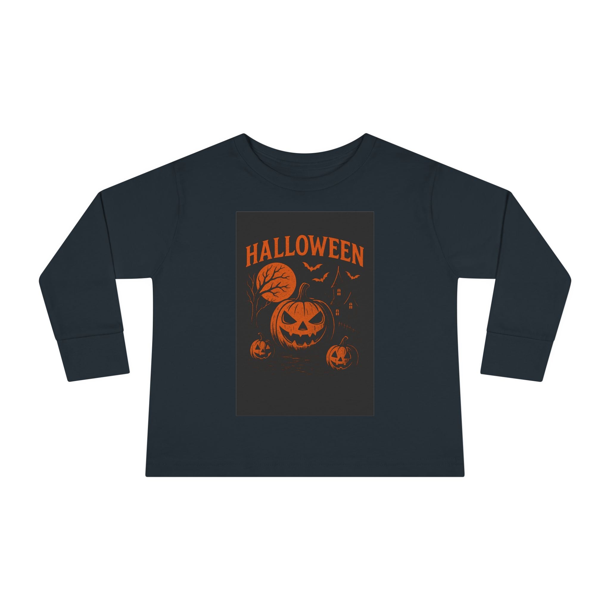 Halloween Toddler Long Sleeve Tee - Cute Pumpkin Design for Kids