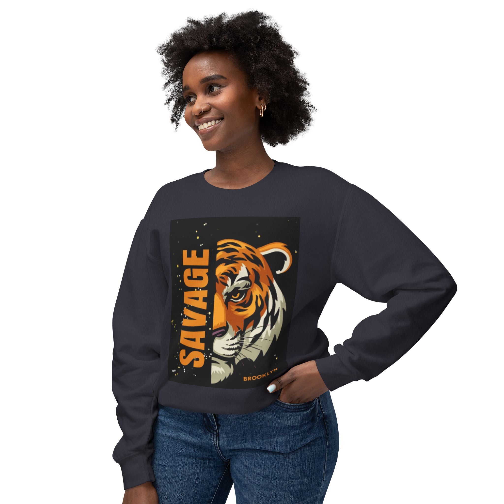 Savage Tiger Crewneck Sweatshirt — Bold Graphic Tiger Print