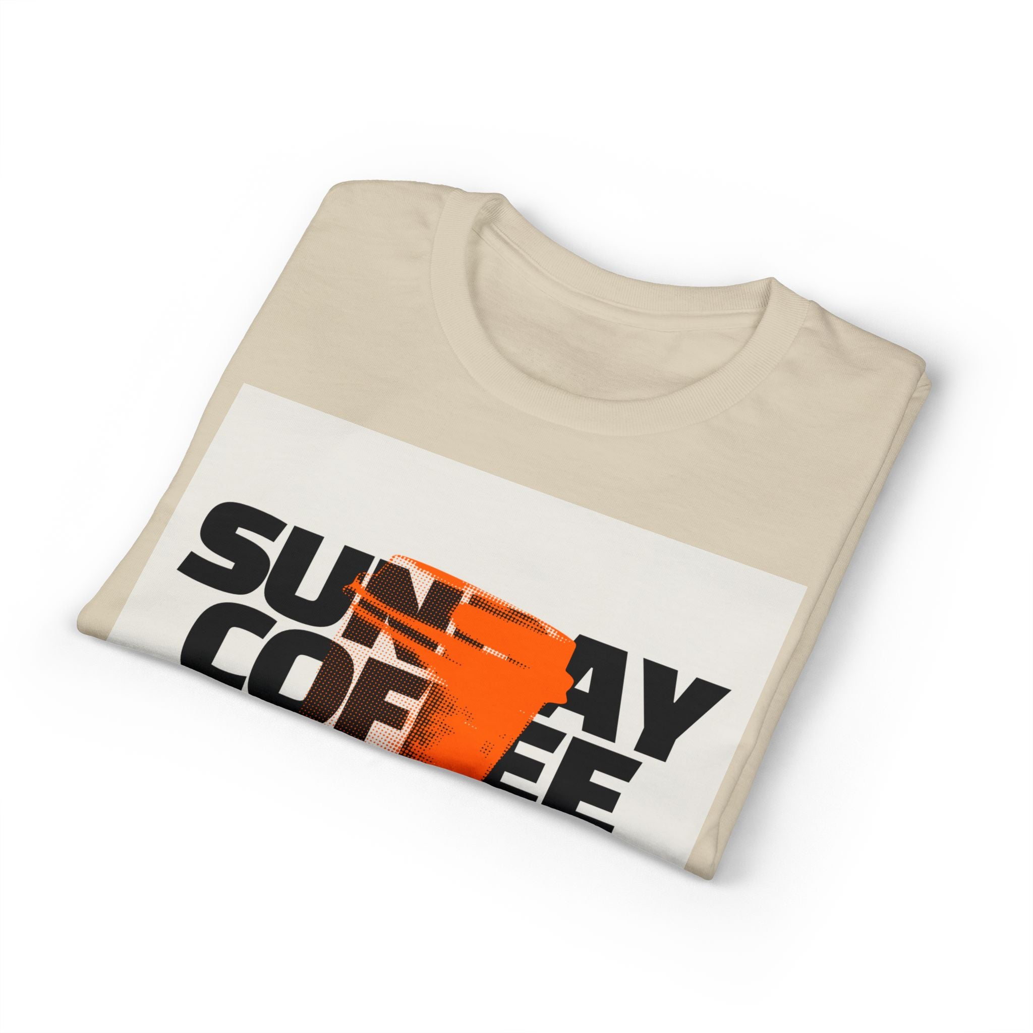 Sunday Coffee Chill T-Shirt — Modern Graphic Tee with QR Code