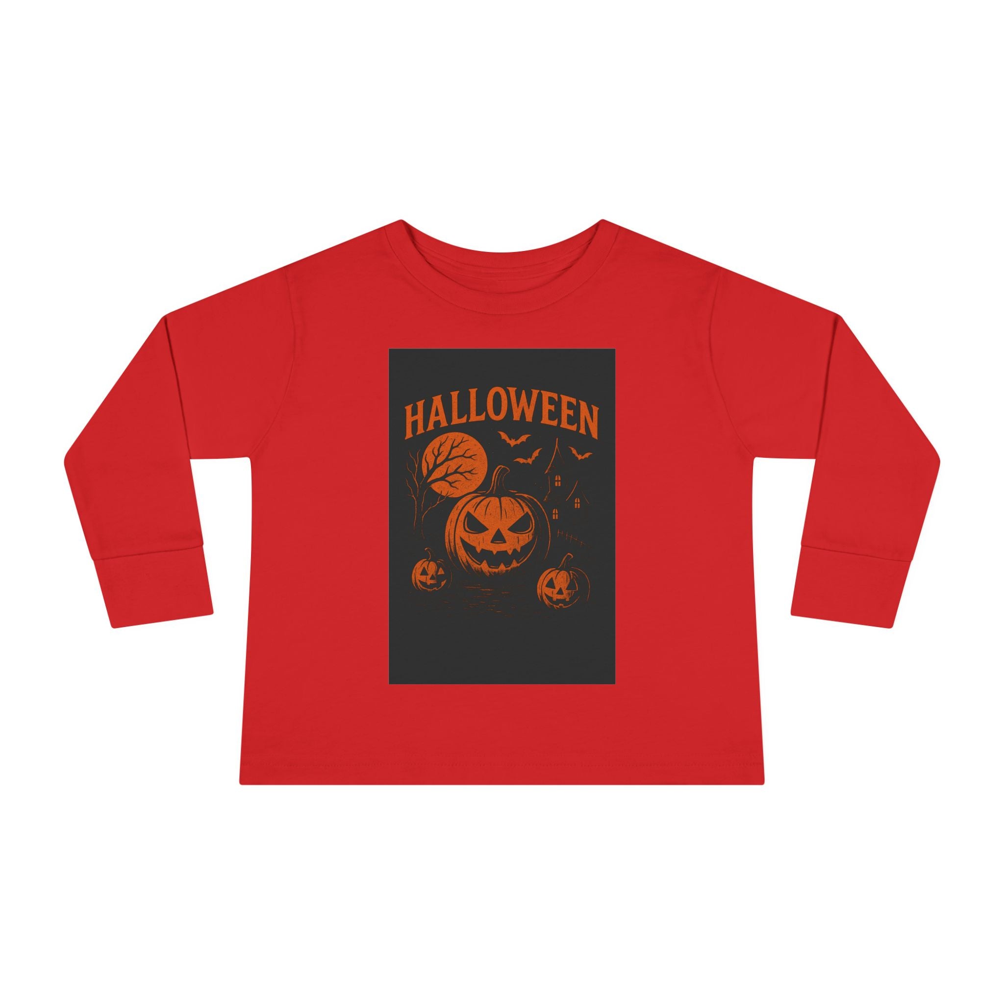 Halloween Toddler Long Sleeve Tee - Cute Pumpkin Design for Kids