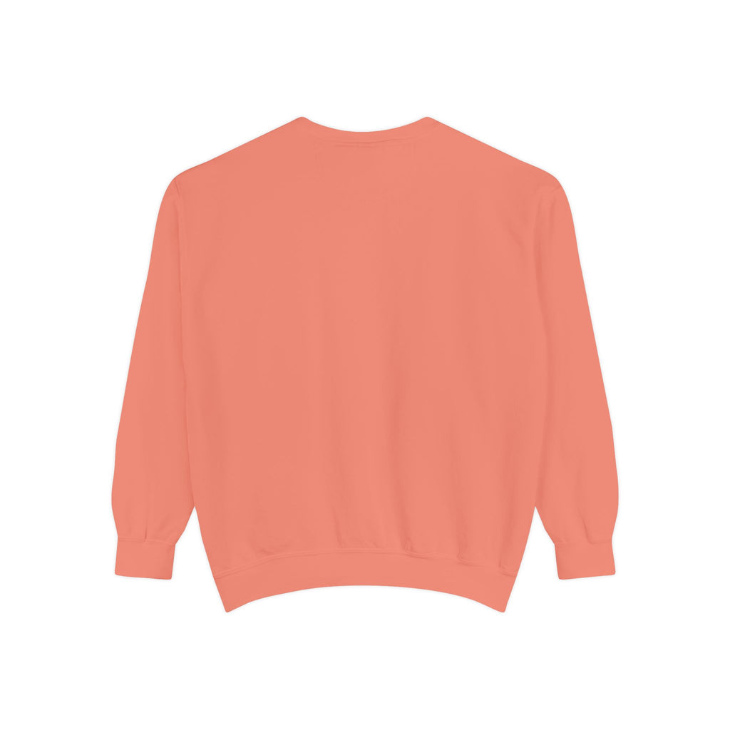 Embroidered Orange Square Graphic Sweatshirt — Retro Cozy Crewneck