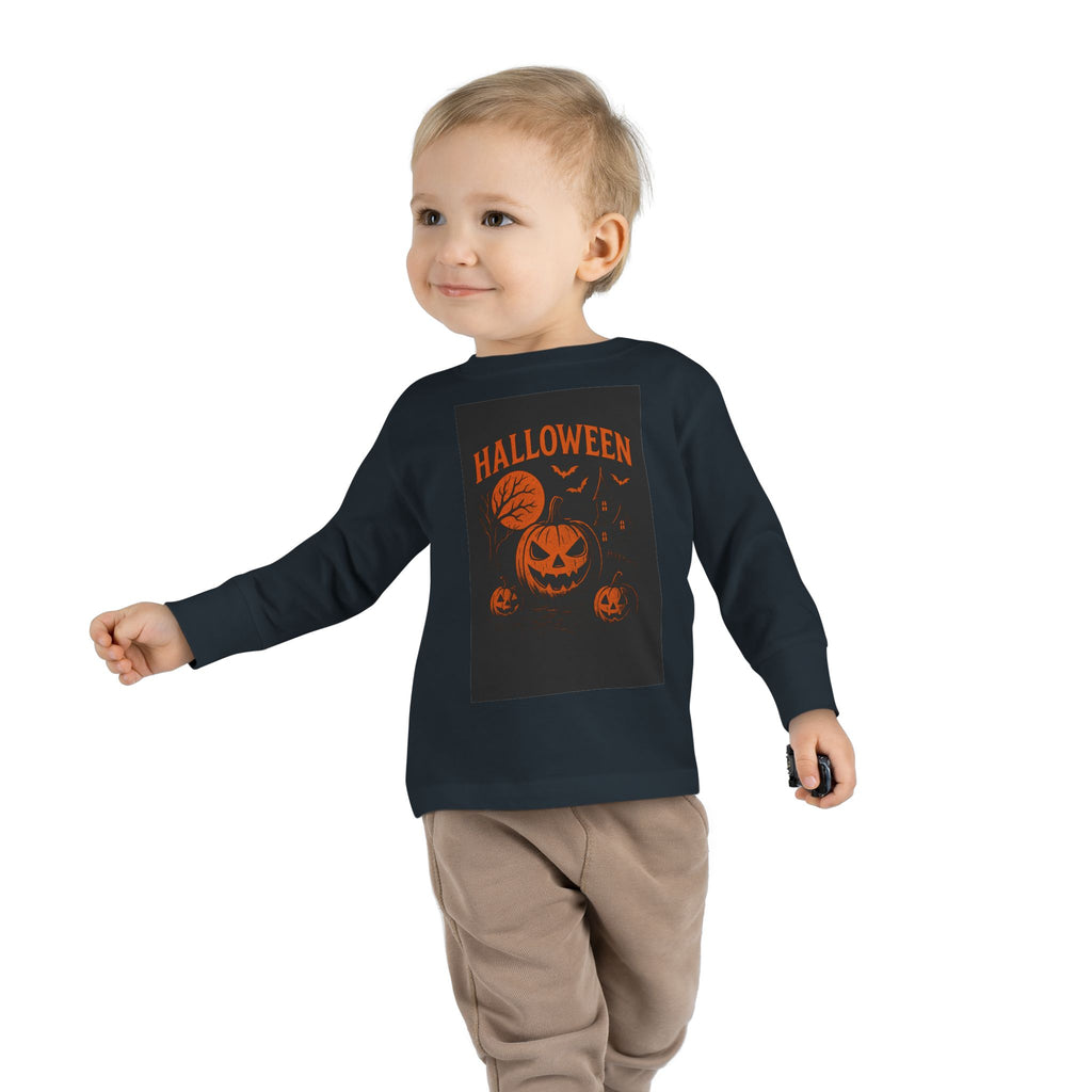 Halloween Toddler Long Sleeve Tee - Cute Pumpkin Design for Kids