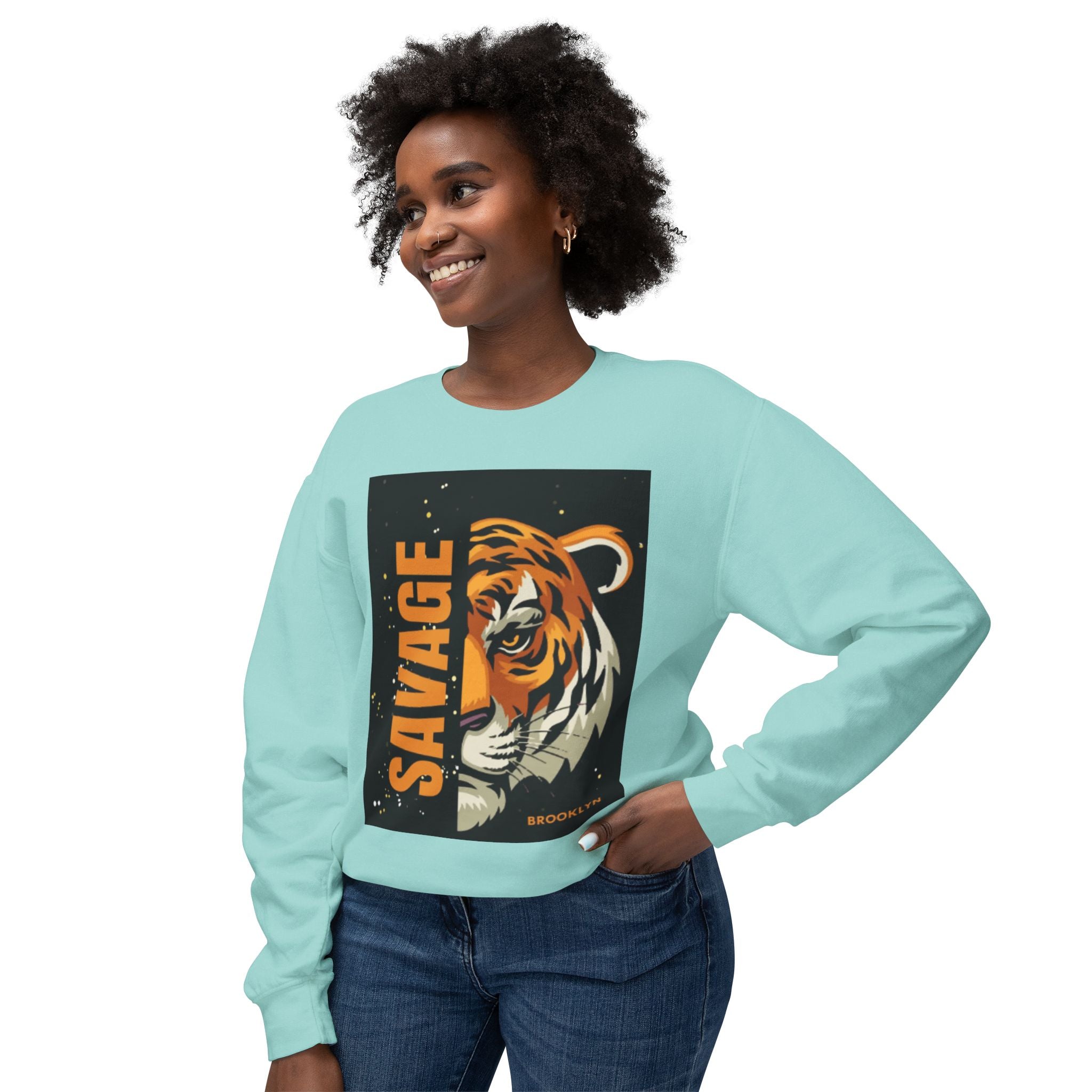 Savage Tiger Crewneck Sweatshirt — Bold Graphic Tiger Print