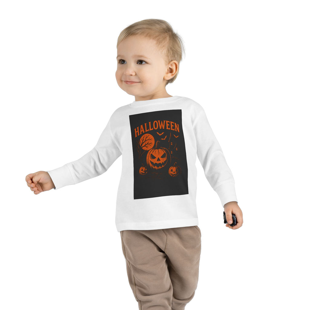 Halloween Toddler Long Sleeve Tee - Cute Pumpkin Design for Kids