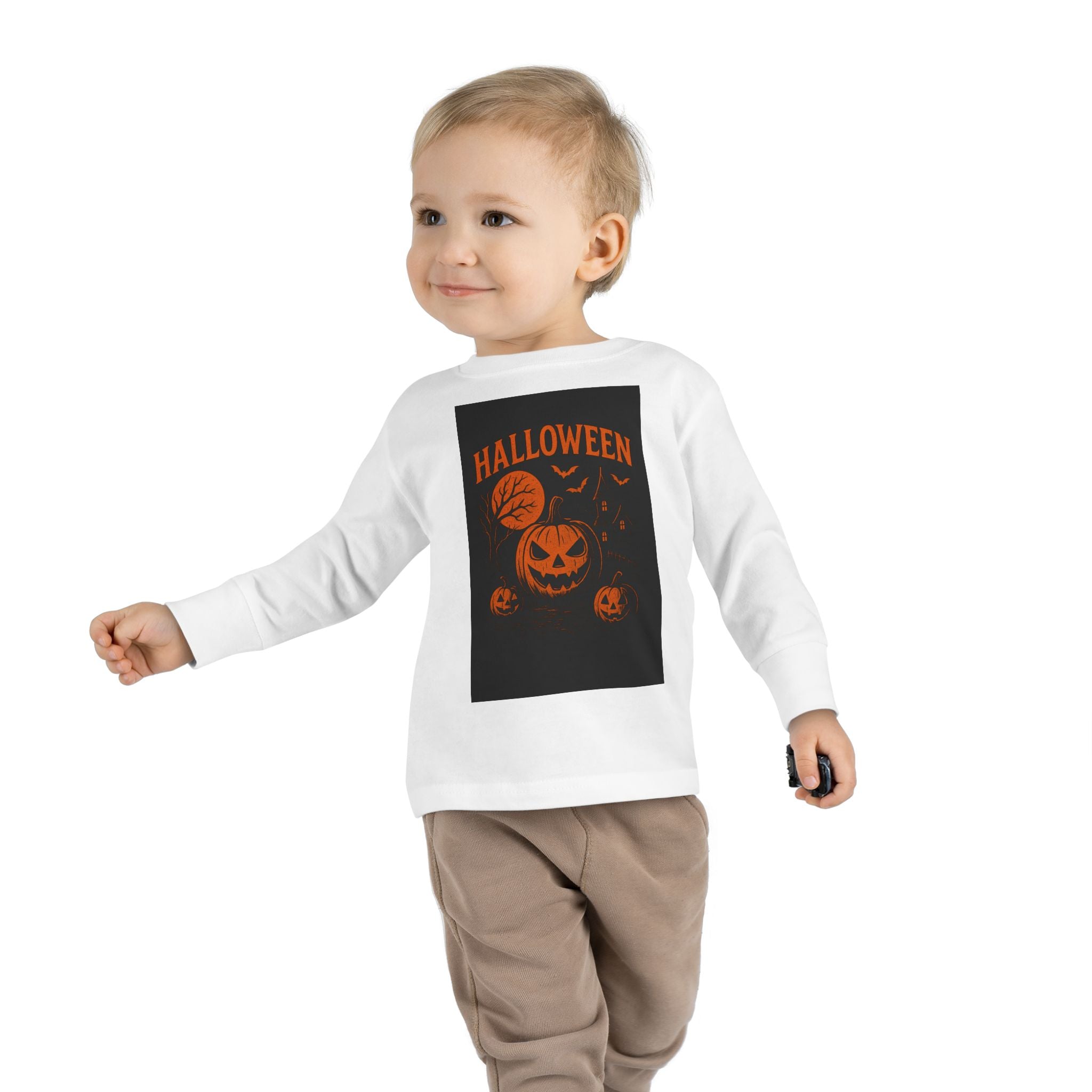 Halloween Toddler Long Sleeve Tee - Cute Pumpkin Design for Kids
