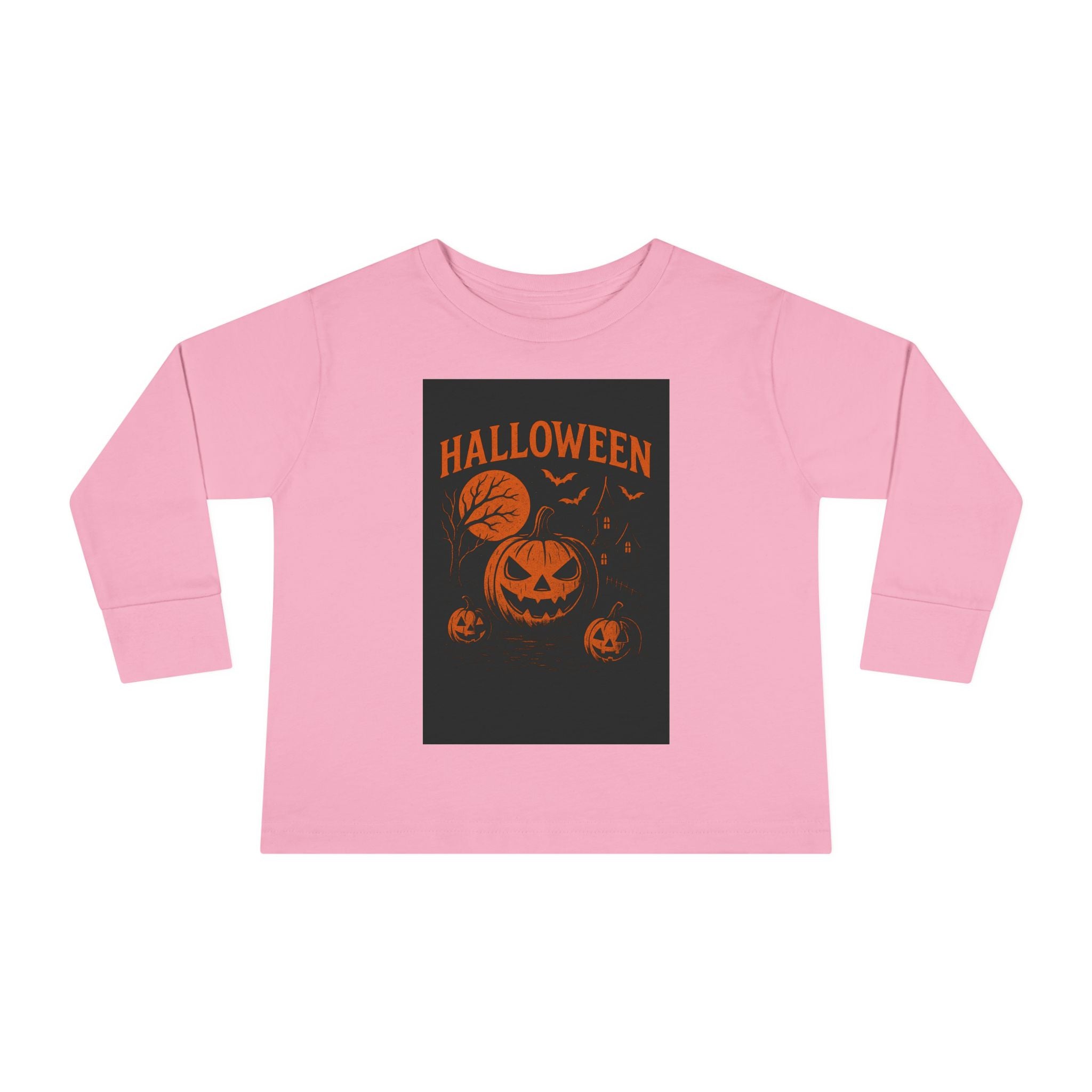 Halloween Toddler Long Sleeve Tee - Cute Pumpkin Design for Kids