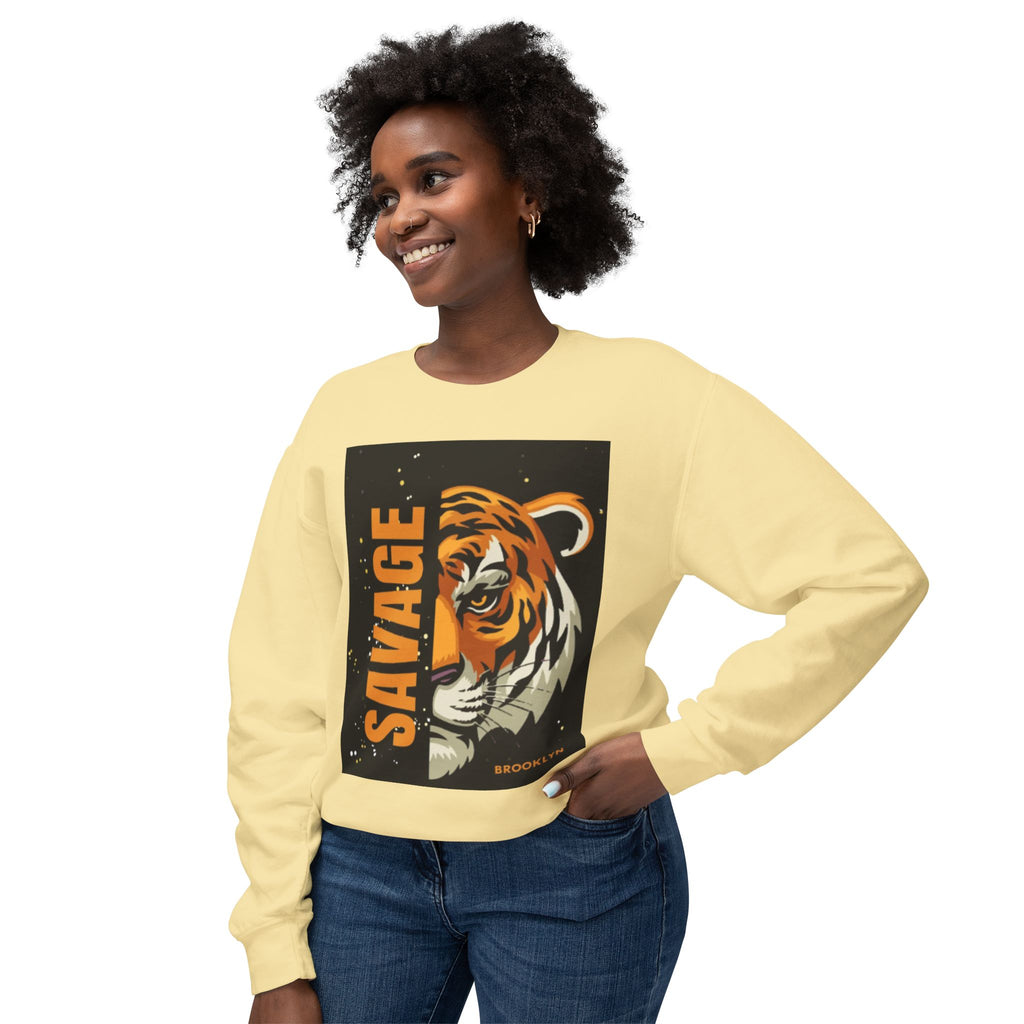 Savage Tiger Crewneck Sweatshirt — Bold Graphic Tiger Print