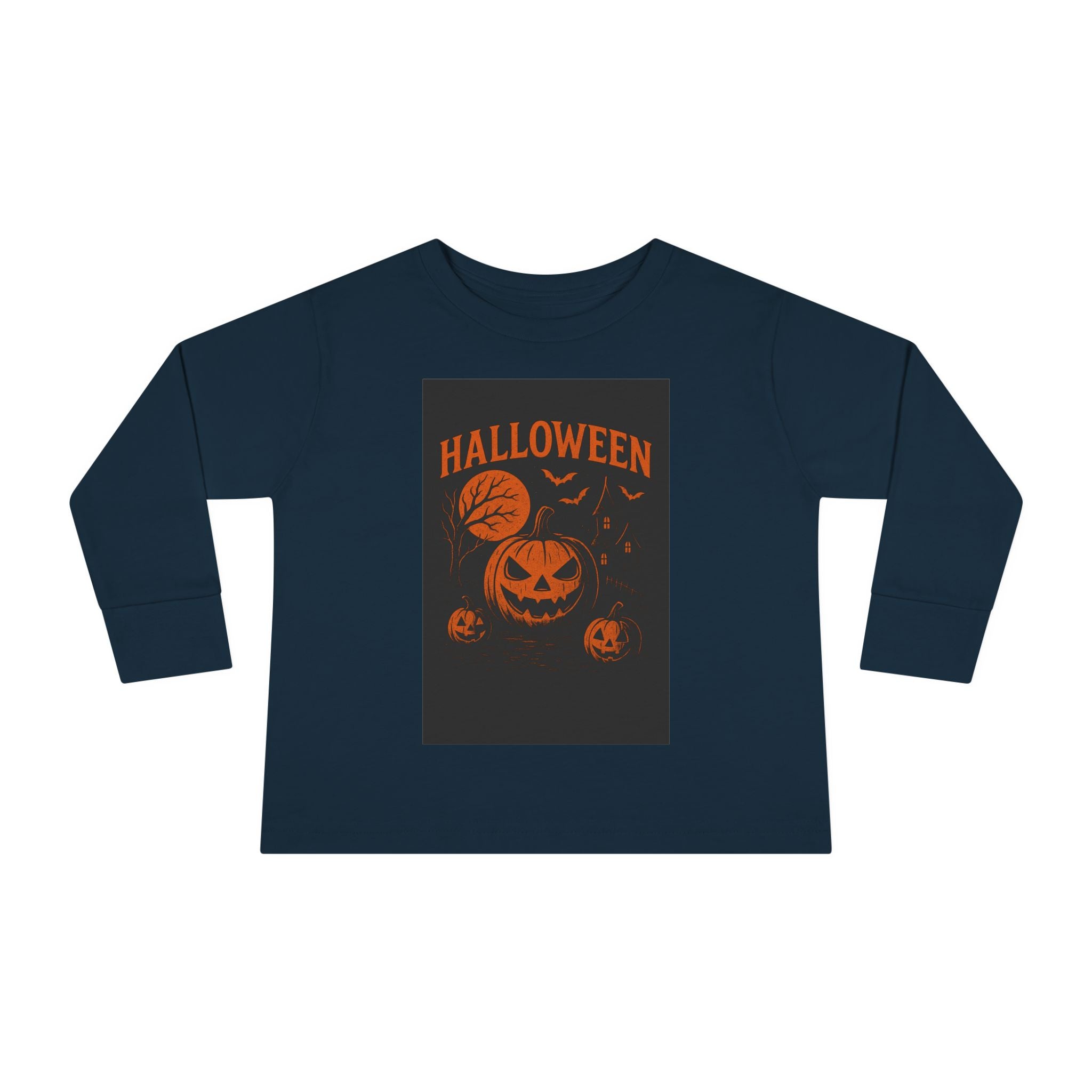 Halloween Toddler Long Sleeve Tee - Cute Pumpkin Design for Kids