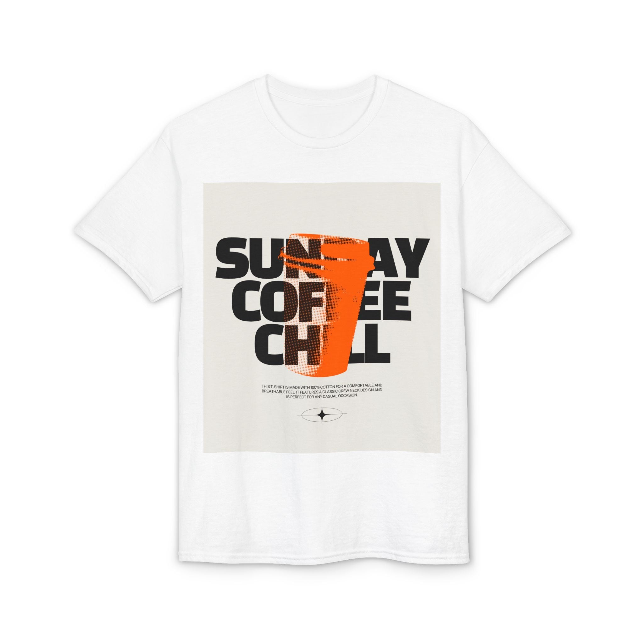 Sunday Coffee Chill T-Shirt — Modern Graphic Tee with QR Code