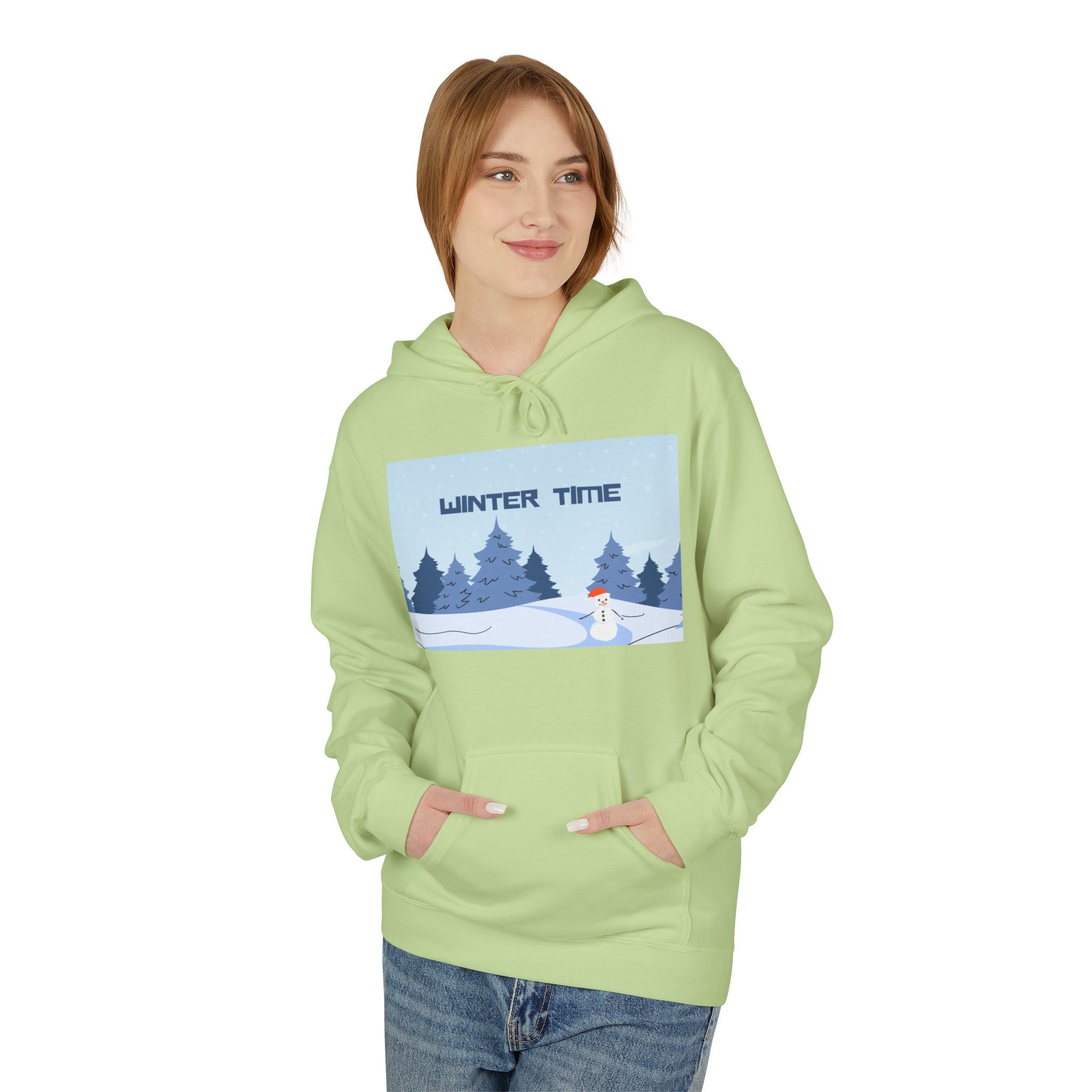 Winter Time Hoodie — Snowy Forest & Snowman Pullover
