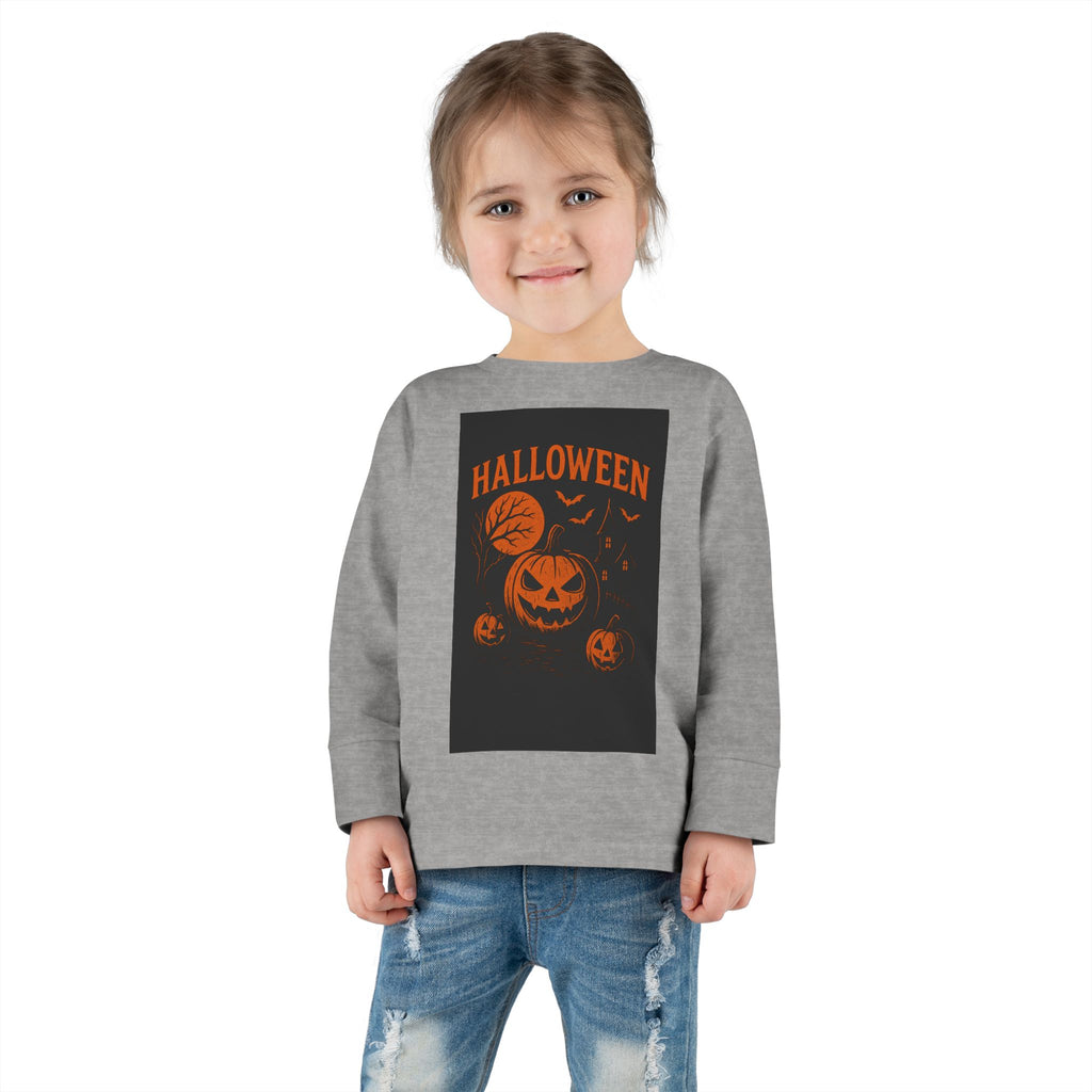 Halloween Toddler Long Sleeve Tee - Cute Pumpkin Design for Kids