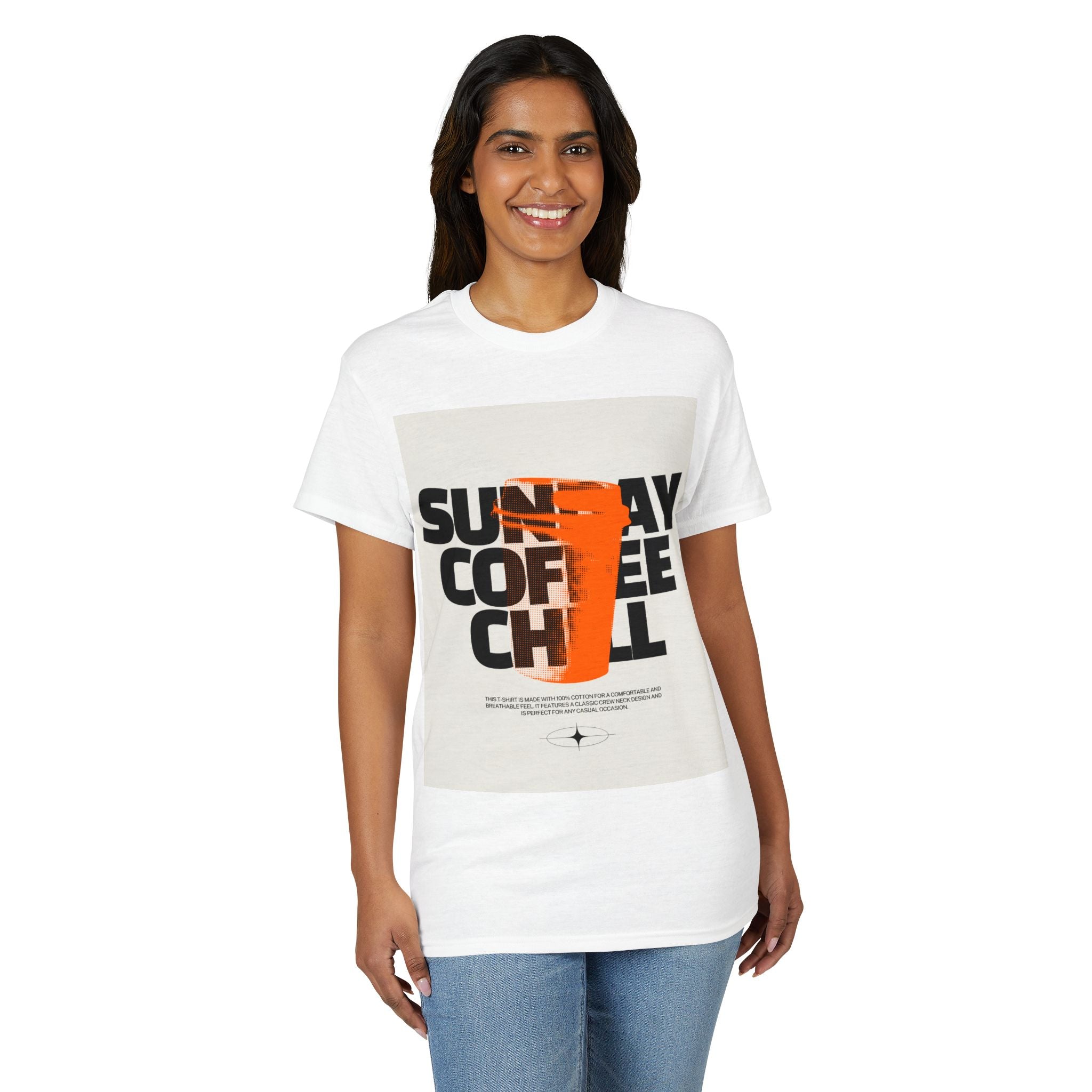Sunday Coffee Chill T-Shirt — Modern Graphic Tee with QR Code
