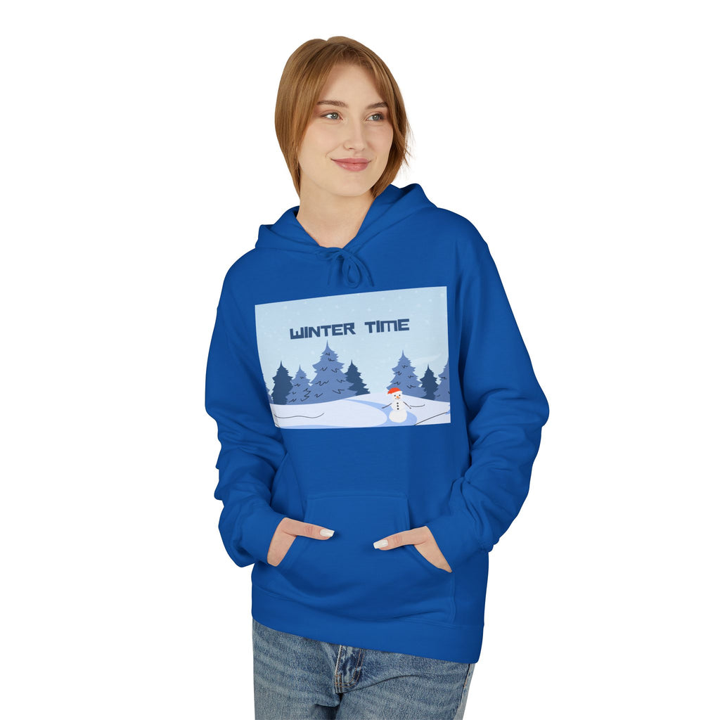Winter Time Hoodie — Snowy Forest & Snowman Pullover